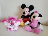 DISNEY plushes - Mickey, Minnie, Cheshire Cat