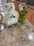 2 Large Vintage Creamers Poodle and Frog