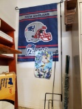 LARGE patriots Flag on STURDY yard Stake, with smaller one and