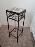 Square tile top potted plant stand