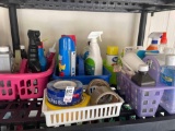 Whole shelf lot of great garage items with chemicals, paint tape and more