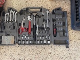 Wrench, socket and tool set in folding case