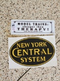Train/railway signage including vintage New York central system, cardboard
