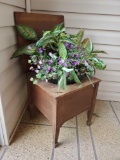 Antique wooden POTTY CHAIR with original enamel insert