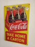 Vintage style relief embossed Coca-Cola metal sign