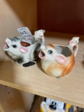 2 vintage ceramic creamers animals with babies handles
