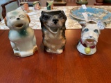 3 larger vintage ceramic Dog creamers