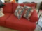 Big Comfy Couch!, Cushion RED CORDUROY couch with 2 pillows
