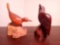 PAIR OF WOODEN BIRD SCULPTURES INCLUDING FALCON AND SEABIRD
