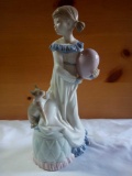 NAO BY LLADRO FIGURE OF A GIRL WITH BALLOON AND CAT