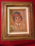 NATIVE AMERICAN FINE ART, SMALL PORTRAIT OF BOY SIGNED G RUSSELL