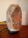 Small Gray stone salt lamp, working