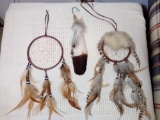Pair of Medium Sized Dreamcatchers AND Beaded Feather Accent