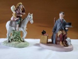 (2) figurines NORMAN ROCKWELL, Danbury Mint and NR Museum -Self Portrait, Off to School
