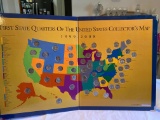 Large First State Quarters Collectors Map with Coins