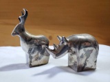 (2) Vintage DANSK International Design Figurine - deer and rhinoceros
