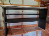 Handmade black wood shelf, 2 level with backboard strip