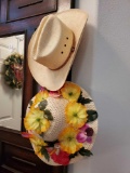 Vintage Bailey URollit Straw cowboy hat plus Floral adorned straw hat