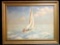 LARGE ORIGINAL ART, FRAMED, FIGURE IN BOAT, SIGNED