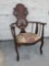 (WILDWOOD PICK UP) -Antique wooden sitting chair on wooden casters