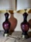(WILDWOOD PICK UP) -Pair of nice matching amethyst glass lamps with matching shades
