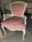 (WILDWOOD PICK UP) -Awesome antique chic painted chair with wicker arm inserts and tufted back