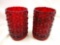 (2) Vintage Ruby Red Viking Glasses, Glimmer in Daisy and Button Pattern