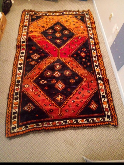VERY OLD LARGE, HIGHLY STYLIZED AND INTRICATE PERSIAN? RUG