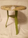 cute lime green metal gardening stool, '60s styling