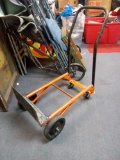 little orange and black hand truck