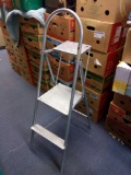 silver aluminum step ladder, painter's ladder