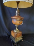 Mid Century Modern Frederick Cooper Wood Lamp with HONI CHILO Shade, MCM, Vintage