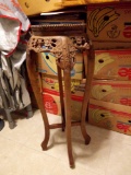 ORNATELY CARVED FLORAL ACCENT TABLE WITH STONE? CENTER TOPPER