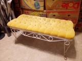 METAL FRAME YELLOW PADDED VINTAGE BENCH SEAT