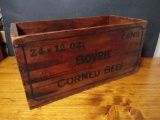 STRONG WOOD VINTAGE BORVIL CORNED BEEF CANS CRATE