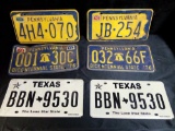 VINTAGE 1960S AND '70S TEXAS AND PENNSYLVANIA LICENSE PLATES