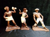 TRIO OF TREASURE CRAFT OF HAWAII (2) HULA DANCERS CERAMIC FIGURES