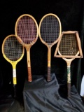 FOUR VINTAGE TENNIS RACKETS