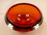 Ruby Red Thick Heavy Art Glass Amberina Bowl