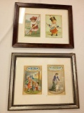 PAIR OF VICTORIAN AGE FRAMED AND MATTED SEWING ADVERTISEMENTS, O.N.T. SPOOL COTTON