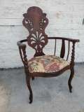 (WILDWOOD PICK UP) -Antique wooden sitting chair on wooden casters