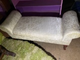 (WILDWOOD PICK UP) -Pretty upholstered rolled arm bench