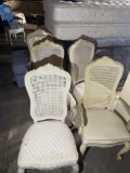 (WILDWOOD PICK UP) -Set of 5 carved wood fancy chairs with wicker backing