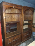 (WILDWOOD PICK UP) -Nice dark oak shelving units with bottom storage