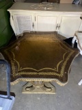(WILDWOOD PICK UP) -Gold carved three legged coffee table with gold leaf and glass top