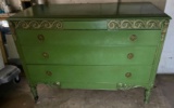 (WILDWOOD PICK UP) -Fancy painted Green chic 3 drawer dresser