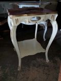 (WILDWOOD PICK UP) -French Provincial two tier petite end table with gold top
