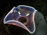 Lovely OPALESCENT Sheen Art Glass Folded Edge Bowl