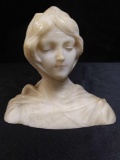 SMALL MARBLE? HEAD AND SHOULDERS OF LADY FIGURE SCULPTURE