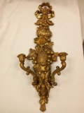 VINTAGE TRIPLE CANDLE SYROCO WALL SCONCE